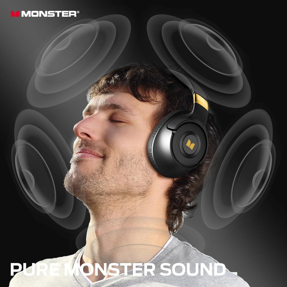 Monster Persona SE ANC Active Noise Cancelling Headphones, Over Ear Bluetooth Headphones Wireless, 60H Playtime, HiFi Stereo Audio, Deep Bass, Built-in Mic, Memory Foam Ear Cups for Home (Black) - Image 2
